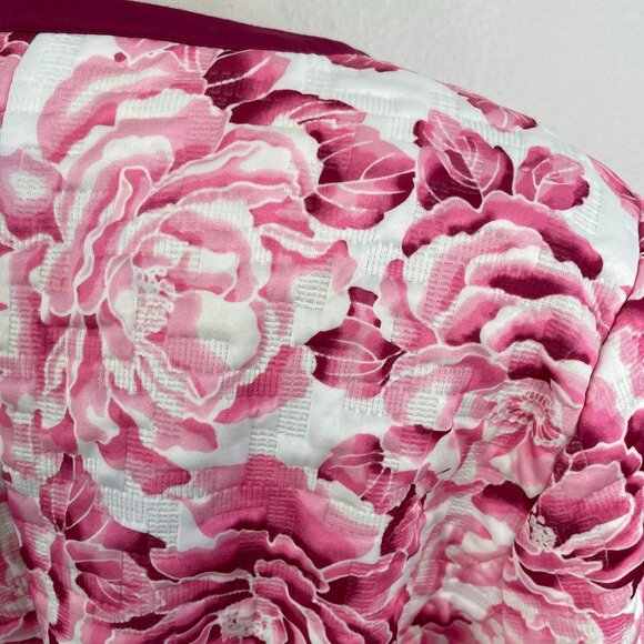 Isaac Mizrahi Live! Womens Plus 2X Floral Quilted Kimono Jacket Pink White - Picture 10 of 13
